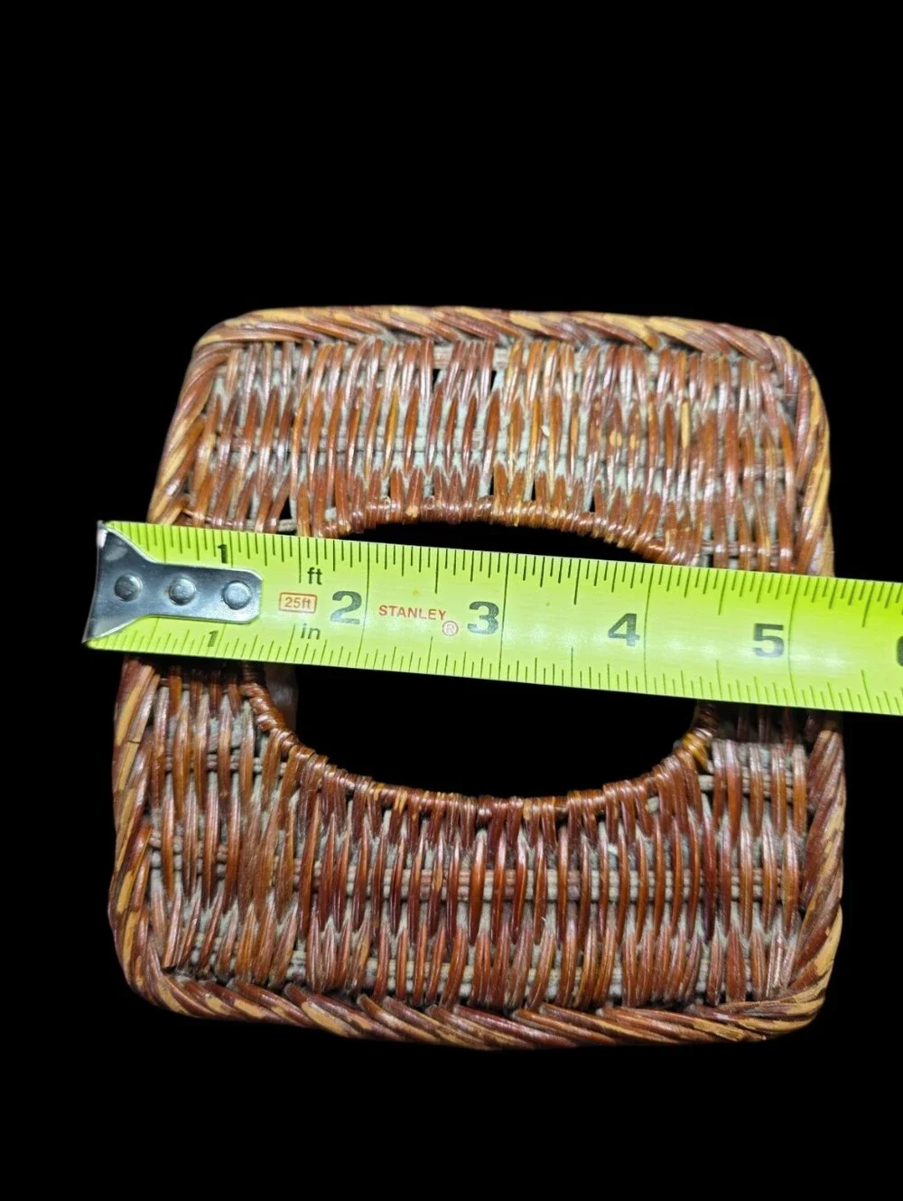 Vintage Woven Rattan Tissue Box Cover - Brown